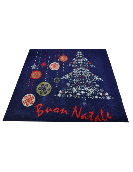 Tappeto blu BUON NATALE passatoia 100x110 cm. B6