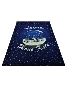 Tappeto natale blu PALLA DI NEVE passatoia 100x139 cm. B7