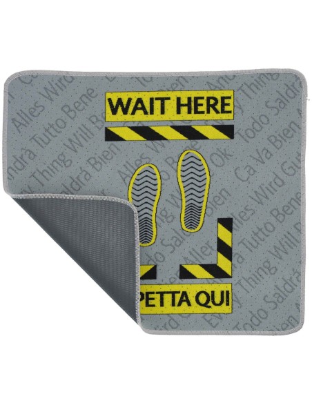 Zerbino tappetino ingresso 62x57 cm. WAIT HERE GIALLO