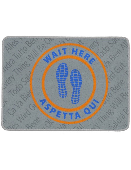 Zerbino tappetino ingresso 50X68 cm. WAIT HERE ARANCIO