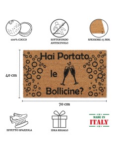 Zerbino Rettangolare in cocco cm. 40X70 ALLEGRO BOLLICINE 2