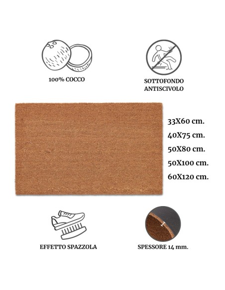 Zerbino ingresso in cocco naturale GREGGIO