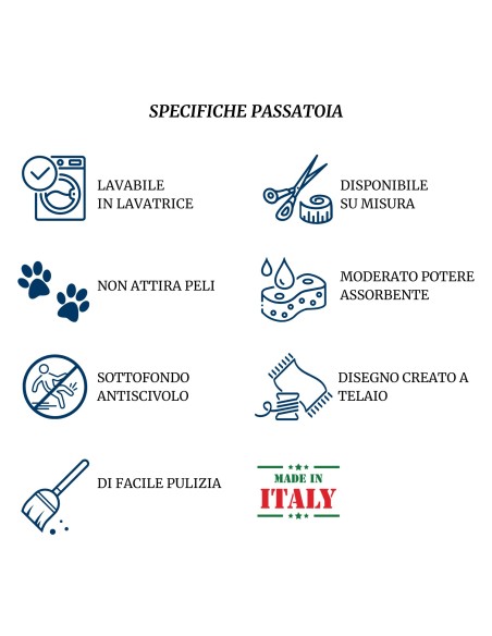 Tappeto cucina antiscivolo passatoia taglio a vivo h 50 cm. ARGO